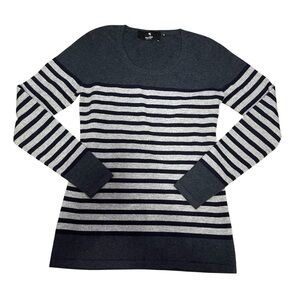Black Goat Gray Cashmere Striped Cashmere Sweater US M